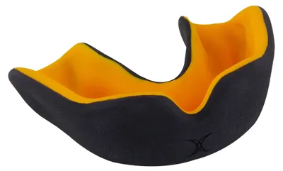 Image de Protection buccale Gilbert Mundschutz Sport XBrace, double densité, noire et orange, pour enfants, boîte de 10 pièces