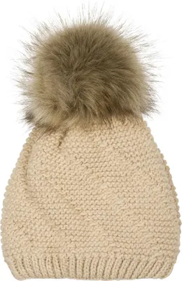 Produktbild von styleBREAKER Uni Einfarbige Strick Bommelmütze fein gestrickt mit Fleece Futter, Winter Fellbommel Mütze 04024175