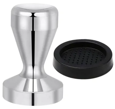 Produktbild von Kaffeestampfer Tamper Espressostampfer - 51 mm - Edelstahl 304 - Silikonmatte 60 mm