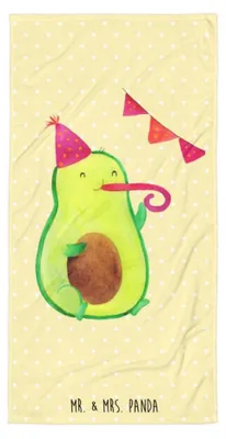 Produktbild von Mr. & Mrs. Panda Badelaken Avocado Party - Gelb Pastell - Geschenk, Geburtstag, Strandtuch, Badehandtuch, Happy Birthday, Duschhandtuch, Handtuch, Duschtuch, Avocados