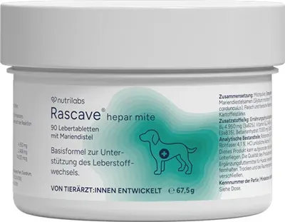 Produktbild von NutriLabs Rascave hepar mite 90 Kautabletten | Leberfunktion bei Hunden