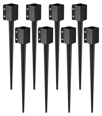 Produktbild von Fundamente für Zaunpfähle - 8 Stück, 113x113x914 mm - Stahl, schwarz, pulverbeschichtet