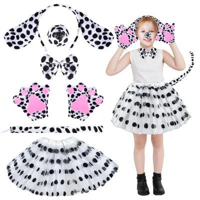 Dalmatiner Kostüm für Kinder, 7-teilig, Mädchen, Karneval, Cosplay