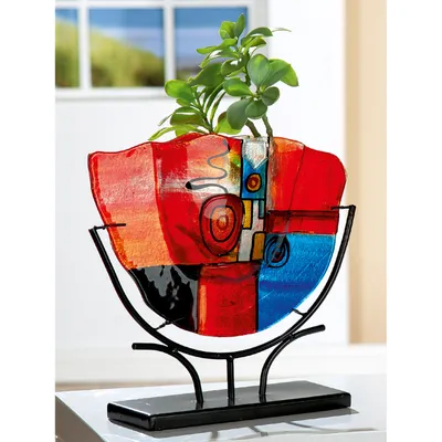 Image de Deko Coupe Triangle 'Lago', 41 cm, bleu/vert/turquoise/or