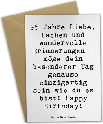 Produktbild von Mr. & Mrs. Panda Klappkarte Spruch 95. Geburtstag - Weiß - Geschenk, Freude, einladungskarten, Grußkarte, Happy Birthday, persönliche Geschenke, Grußkarten, Feier