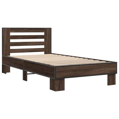Produktbild von Bettgestell Braun Eichen-Optik 90x190 cm Holzwerkstoff Metall