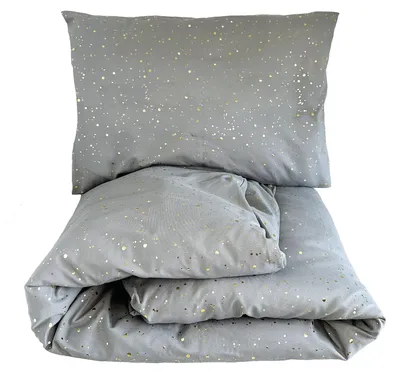 Productafbeelding van Katoenen beddengoedset Luisine, grijs met gouden print, bestaande uit: 100x135 cm + 40x60 cm