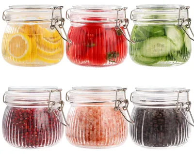 6 luftdichte Dosen mit Clipverschluss, 500 ml, transparent