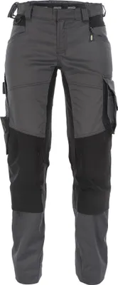A pair of women's work pants displayed front-on against a white background.