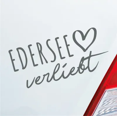Produktbild von Auto Aufkleber Edersee verliebt Herz See Sea Liebe Car 19x9 cm Grau Sticker Heckscheibenaufkleber