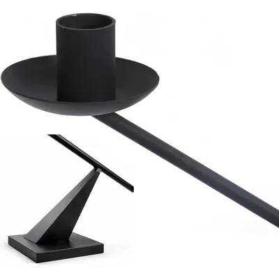Produktbild von Kerzenhalter Schwarz Metall, moderner Stabkerzenhalter für Tisch, elegante Wohnzimmer- und Esstisch Dekoration
