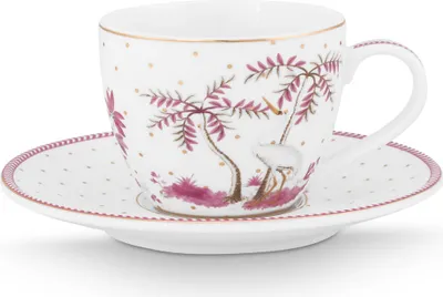 Produktbild von PIP STUDIO Jolie Dots Gold Pink Espressotasse mit Untertasse 120ml