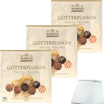 Produktbild von Wiebold Götterfunken Trüffelpralinen ohne Alkohol 3er Pack (3x200g Packung) + usy Block