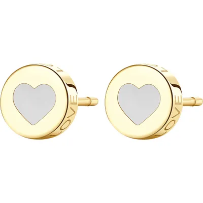 Image de Boucles d'oreilles décentes en acier avec cœur Click SCK53