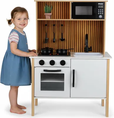 Produktbild von Holzküche für Kinder mit Licht und Sound – Spielküche mit Zubehör – große Kinderküche aus Holz