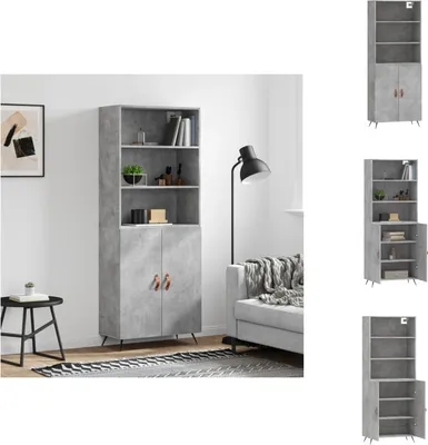 Image de vidaXL Highboard gris béton 69,5x34x180 cm Bois composite - Sideboards
