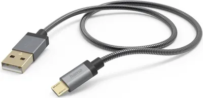 Zdjęcie produktu dla Hama Metal, 1,5 m, USB A, Micro-USB B, USB 2.0, 0,48 Gbit/s, Antracyt