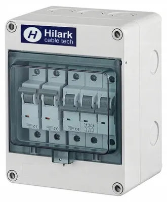 Immagine prodotto di Quadro di distribuzione a parete, con protezioni monofase e trifase, 2 interruttori unipolari da 16A, 1 interruttore trifase da 25A, grado di protezione IP65
