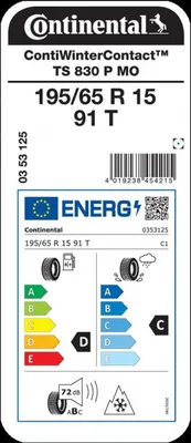 Immagine prodotto di 195/65R15 91T ContiWinterContact™ Ts 830 P Mo