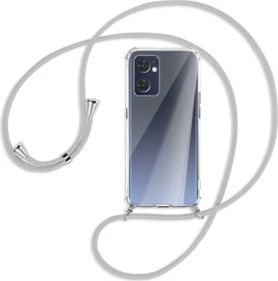 Produktbild von Handykette Backcover-Schutzhülle mit Band (Metall silberfarben) für Oppo Reno7 5G / Find X5 Lite - silbergrau