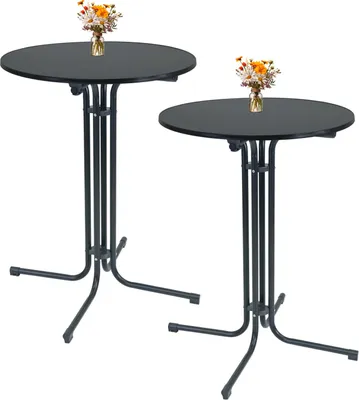 Produktbild von 2x Stehtisch klappbar Ø 80 cm Höhe 110 cm Stahl Gastrotisch Partytisch Bistrotisch in Anthrazit