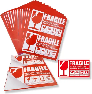 Immagine prodotto di Adesivi di avvertimento autoadesivi, 120 pezzi, 5x9 cm, per imballaggi fragili