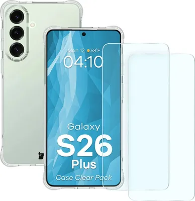 Produktbild von Schutzhülle + 2x gehärtetes Glas für Galaxy S26 Plus, Bizon Case Clear Pack, Transparent