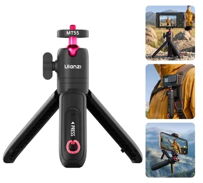 Imagen del producto de Mini trípode Ulanzi MT55, soporte para selfies 4 en 1, con rosca de 1/4 de pulgada, compatible con mochilas, cámaras y teléfonos. / MT55