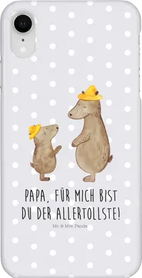 Produktbild von Mr. & Mrs. Panda Iphone XR Handyhülle Bären mit Hut - Grau Pastell - Geschenk, Papi, Premium Kunststoff, Dad, Muttertag, Papa, Vater, Handy Case, Familie, Vatertag