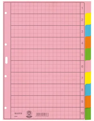 Produktbild von Leitz 43400000, Leerer Registerindex, Papier, Mehrfarbig, Porträt, A4, 130 g/m²