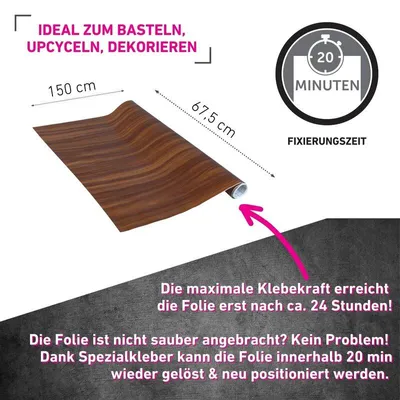 Produktbild von Venilia Klebefolie Nuss-Design 67,5x150cm, selbstklebend, glänzend & abwischbar