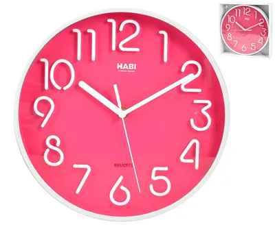 Wanduhr rund 25 cm Kunststoff Fuchsia analog