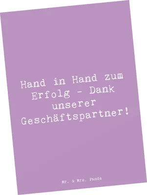 Produktbild von Mr. & Mrs. Panda Grußkarte Spruch Erfolg Geschäftspartner - Lavendeltraum - Geschenk, Zusammenarbeit, Bedanken, Teamarbeit, Postkarten, Fotokarte, Ansichtskarten
