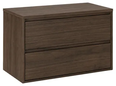 Produktbild von Badezimmer Waschtischschrank mit 80 cm Breite in Walnuss, 2 Schubladen - VERZUOLO-56-WALNUT