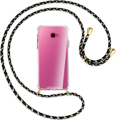 Produktbild von Handykette Backcover-Schutzhülle mit Band (Metall goldfarben) für Samsung Galaxy J4 Plus - camouflage