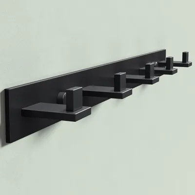 Produktbild von Mai & Mai Kleiderhaken Wandgarderobe Wandhaken aus Edelstahl mit 5 Haken Garderobenleiste Garderobenhaken 46cm Matt schwarz Stalo-07