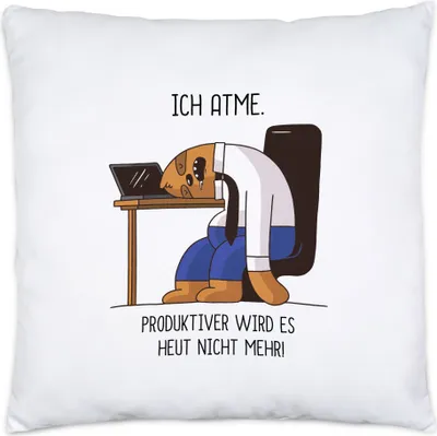Produktbild von Ich Atme Produktiver Wird Es Nicht Mehr Kissen inkl. Füllung Lustig Spruch Ironie Faultier Geschenk Bürokollegen