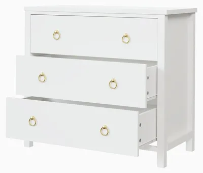 Image de Buffet bahut avec 3 tiroirs, blanc, en panneaux de particules, dimensions : 80 x 40 x 74 cm