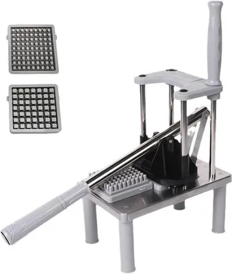 Produktbild von Kartoffelschneider – Pommesschneider für die Küche – Gleichmäßiges Schneiden – Edelstahl – 2 Messer – Silberfarben