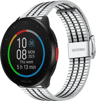 Produktbild von Strap-it Stahlarmband - Kompatibel mit Polar Pacer Armband Ersatzarmband Edelstahl Armband mit schnappverschluss Sportuhr zubehör für smartwatch 20mm Armband Silber
