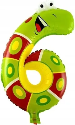 Obrázok produktu pre Fóliový balón číslo 6 Had 39 cm - dekorácia na narodeniny a výročia