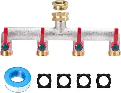 Obrázek produktu pro Čtyřcestný rozvod vody – pochromovaná mosaz – rozvod pro zahradní hadici