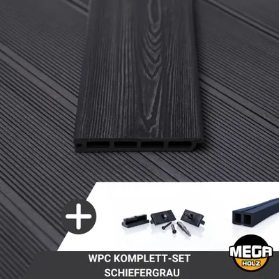 Produktbild von MEGA HOLZ WPC Terrassendielen Komplettset - 44 m² - Schiefergrau