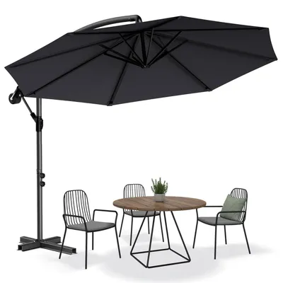 Produktbild von Ampelschirm 300-350cm Kurbelschirm 360° drehbar UV40+ wasserabweisend Dunkelgrau