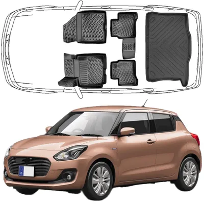 Produktbild von 3D Auto Fußmatten & Kofferraumwanne Set Kompatibel mit Suzuki Swift 6.Gen 2017-2023