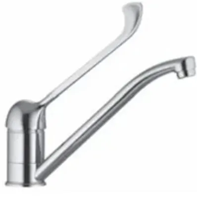 Immagine prodotto di PB Clinic: rubinetto da cucina per persone con mobilità ridotta con leva girevole e bocca lunga, cromato 1208953266
