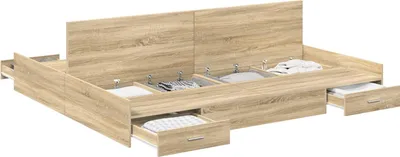 Zdjęcie produktu dla Rama łóżka z miejscem na przechowywanie Dąb Sonoma 200 x 200 cm
