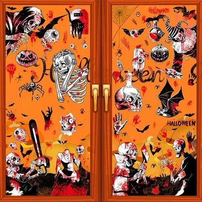 Zdjęcie produktu dla Naklejki na okna „Halloween – Krew” – zestaw 8 sztuk