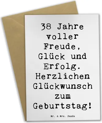 Produktbild von Mr. & Mrs. Panda valentinstagskarte Spruch 38. Geburtstag Freude - Weiß - Geschenk, Alter, babykarte, Achtunddreißig, Geburtstagsgeschenk, Grußkarten, Happy Birthday
