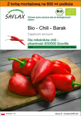 Zdjęcie produktu dla SAFLAX - Garden in the bag - Bio - Chili - Barak - 15 Nasiona - Z podłożem uprawowym w praktycznej, samorozkładającej się torbie - Capsicum annuum